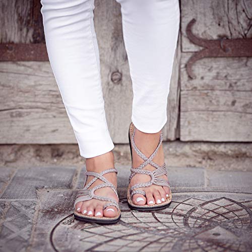 Plaka Palm Leaf Flat Summer Sandals for Women | Perfect for the Beach Walking & Dressy Occasions | Brazilian Sand | Size 7 - Image 4