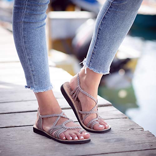 Plaka Palm Leaf Flat Summer Sandals for Women | Perfect for the Beach Walking & Dressy Occasions | Brazilian Sand | Size 7 - Image 3