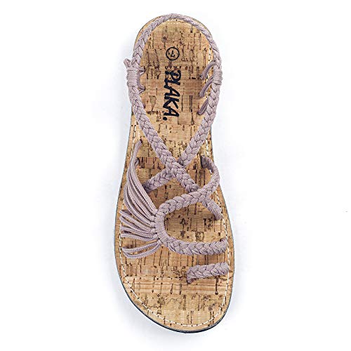 Plaka Palm Leaf Flat Summer Sandals for Women | Perfect for the Beach Walking & Dressy Occasions | Brazilian Sand | Size 7 - Image 1