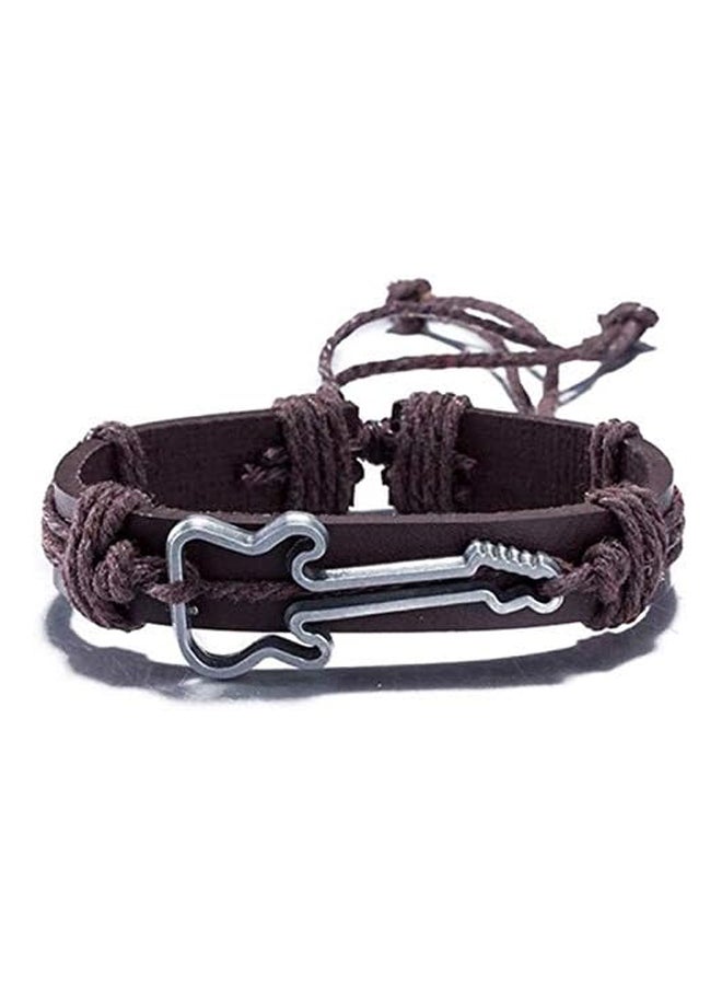 JewelOra MSU-0089-2 Unisex Brown Leather Jewelry Bracelet - Image 1