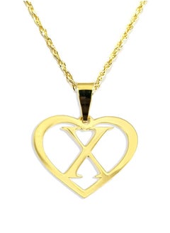 Hamsa.ae 18K Pure Gold Heart Letter X Design Necklace  - Image 1