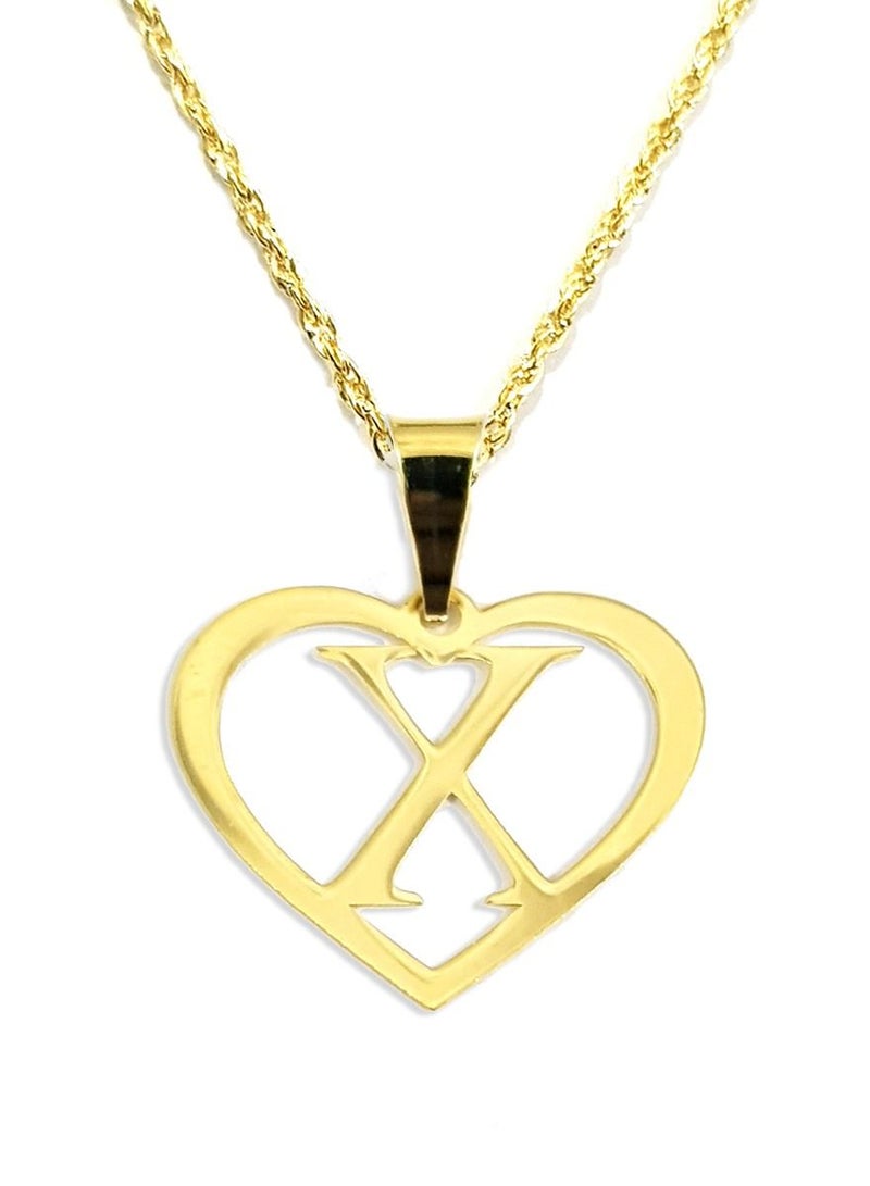 Hamsa.ae 18K Pure Gold Heart Letter X Design Necklace - Image 1