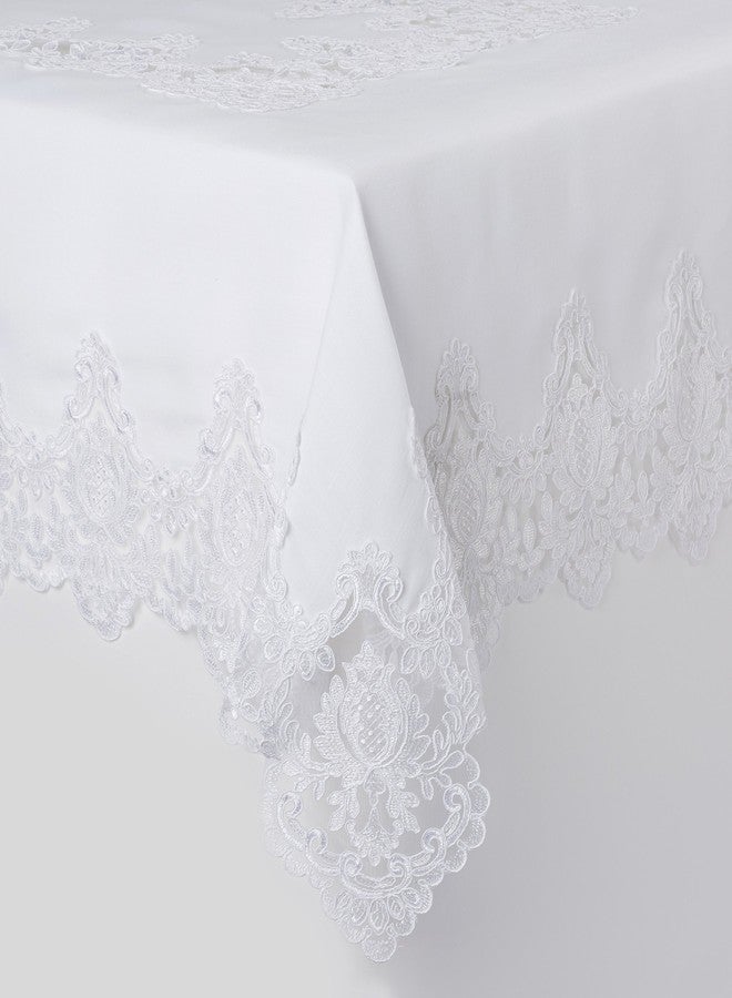 Violet Linen Imperial Embroidered Vintage Lace Design 18" X 18" Napkin- Set of 6 - in White - Image 2