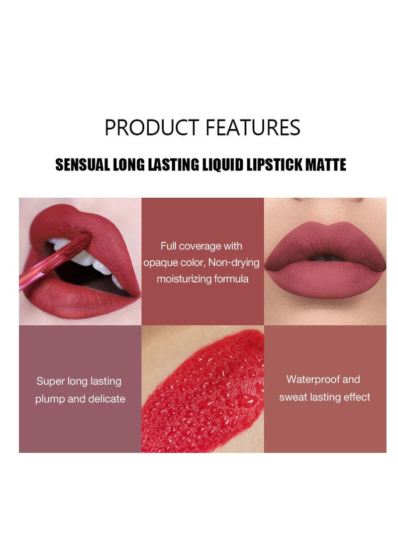 Handaiyan Lipstick Matte Liquid Lipsticks Makeup For Women Velvet Long Lasting Waterproof Highly Pigmented Colour Quick-Drying, Smudge-Proof, Nourishes, Conditions,Ultra Soft Moisturizes  - Image 2