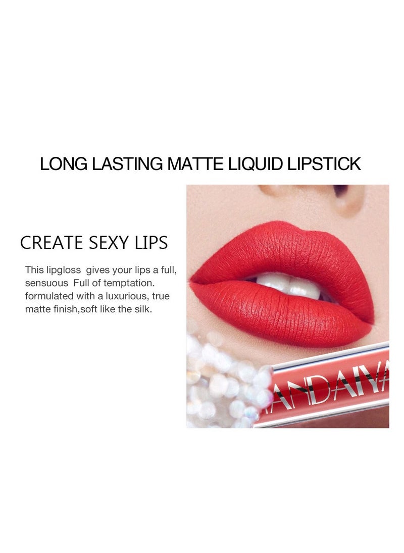 Handaiyan Lipstick Matte Liquid Lipsticks Makeup For Women Velvet Long Lasting Waterproof Highly Pigmented Colour Quick-Drying, Smudge-Proof, Nourishes, Conditions,Ultra Soft Moisturizes  - Image 3