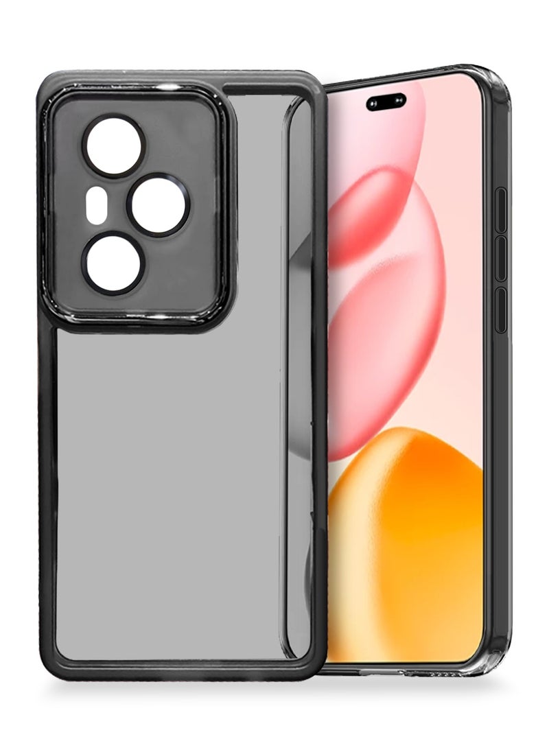 Wtech Honor 400 Pro 5G 2025 Soft Transparent TPU Camera Lens Protection Silicone Ultra Thin Phone Stylish Electroplated Camera Border Back Case Cover - Black  - Image 1
