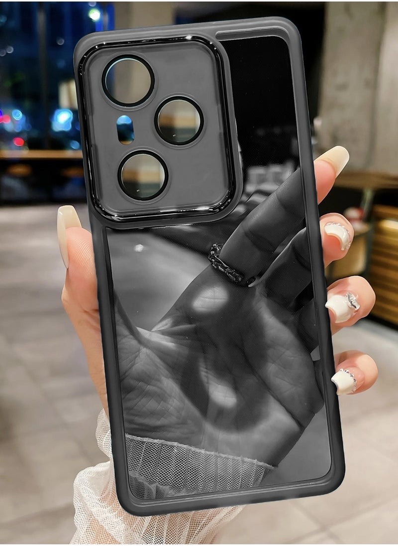 Wtech Honor 400 Pro 5G 2025 Soft Transparent TPU Camera Lens Protection Silicone Ultra Thin Phone Stylish Electroplated Camera Border Back Case Cover - Black  - Image 2