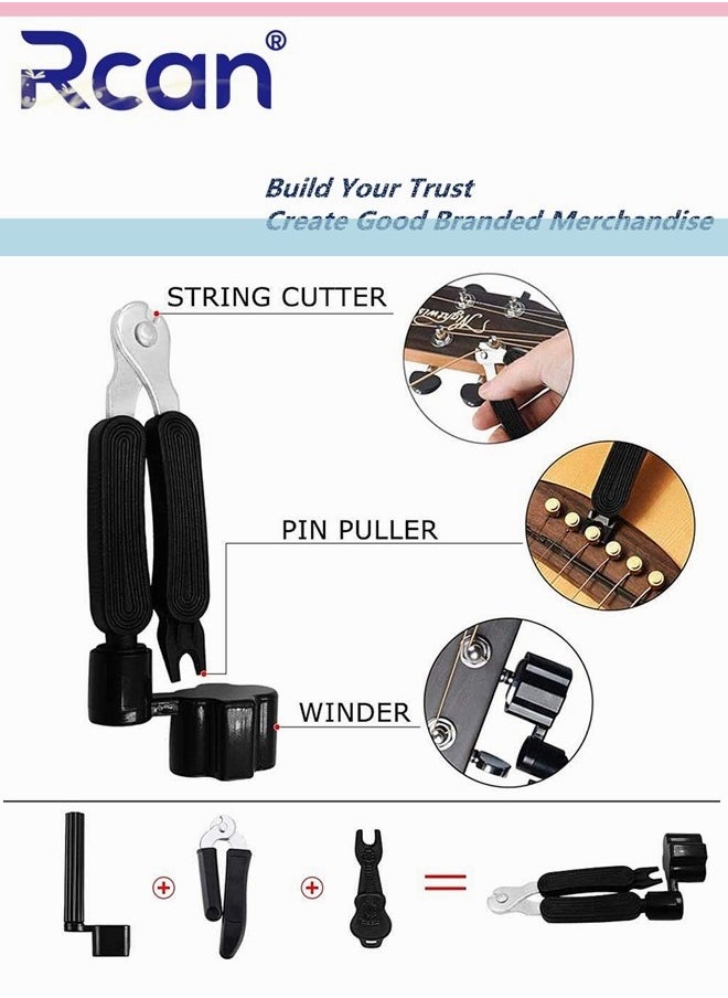 Rcan - Guitar Complete Repair Tool Kit Set Maintenance Cleaning Tool Kit String Organizer Action Ruler Gauge Measuring Tool for Folk  Ukulele Classical Electric Guitar Box - Image 1
