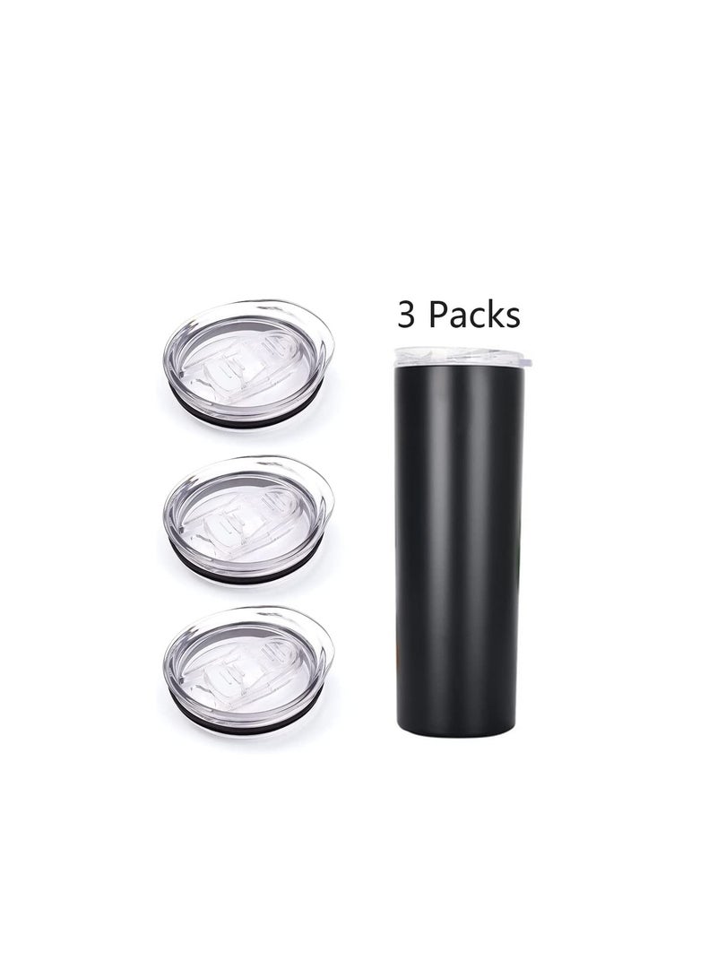 SYOSI 20oz Skinny Tumbler Replacement Lids 3 Pack,2.75in Cup Mouth Compatible with YETI Rambler and More Tumbler Cups，Spill Proof Splash Resistant Silicone Sliding Covers.  - Image 1