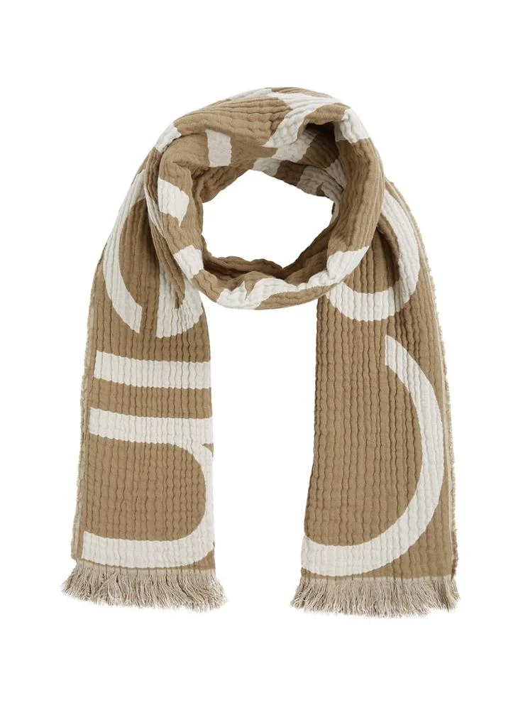 CALVIN KLEIN Logo 2-Tones Cotton Gauge Scarf