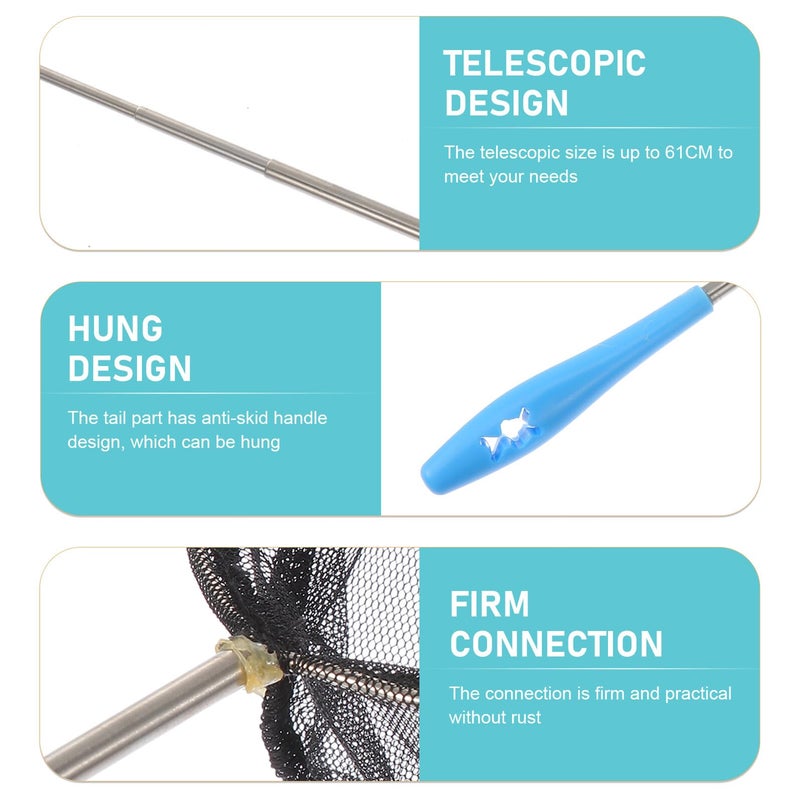 Veemoon Telescopic Fishing Net Fine Mesh Extendable Handle for Small Fish Shrimp Aquarium - Image 4