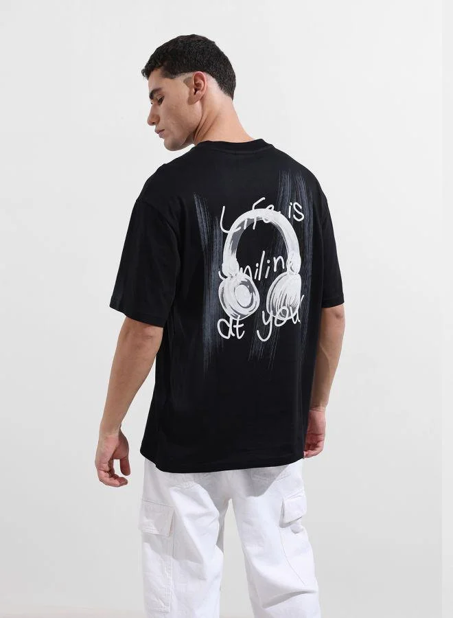 The Indian Garage Co Men Relaxed Fit Graphic Printed Crew Neck Half Sleeves T-Shirt