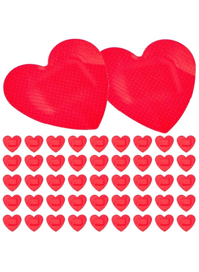 Vosarea 50Pcs Adhesive Bandages Heart Shaped Breathable Patches First Aid Bandages (Red) - Image 1