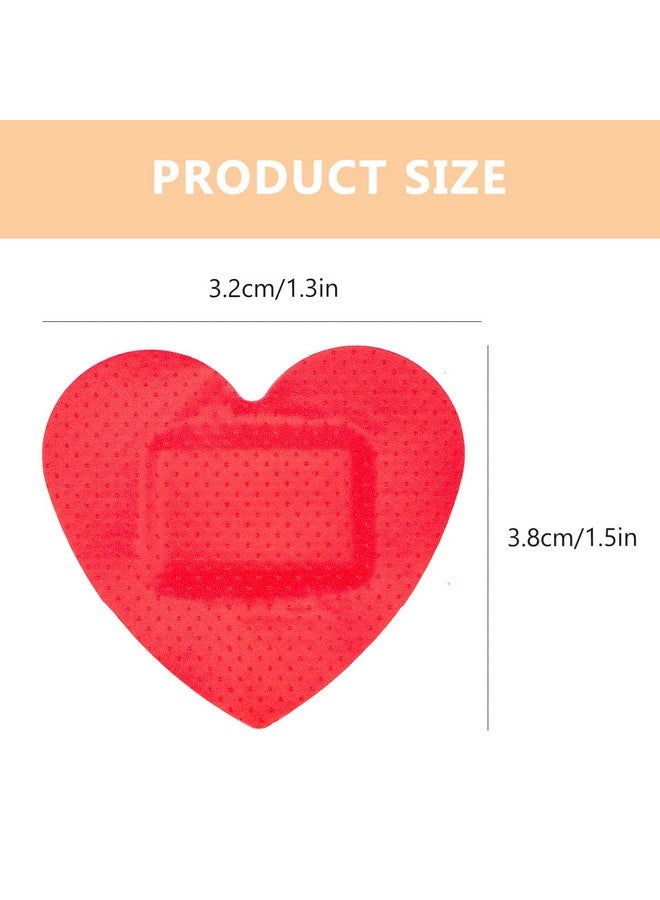 Vosarea 50Pcs Adhesive Bandages Heart Shaped Breathable Patches First Aid Bandages (Red) - Image 2