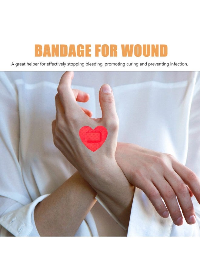 Vosarea 50Pcs Adhesive Bandages Heart Shaped Breathable Patches First Aid Bandages (Red) - Image 5