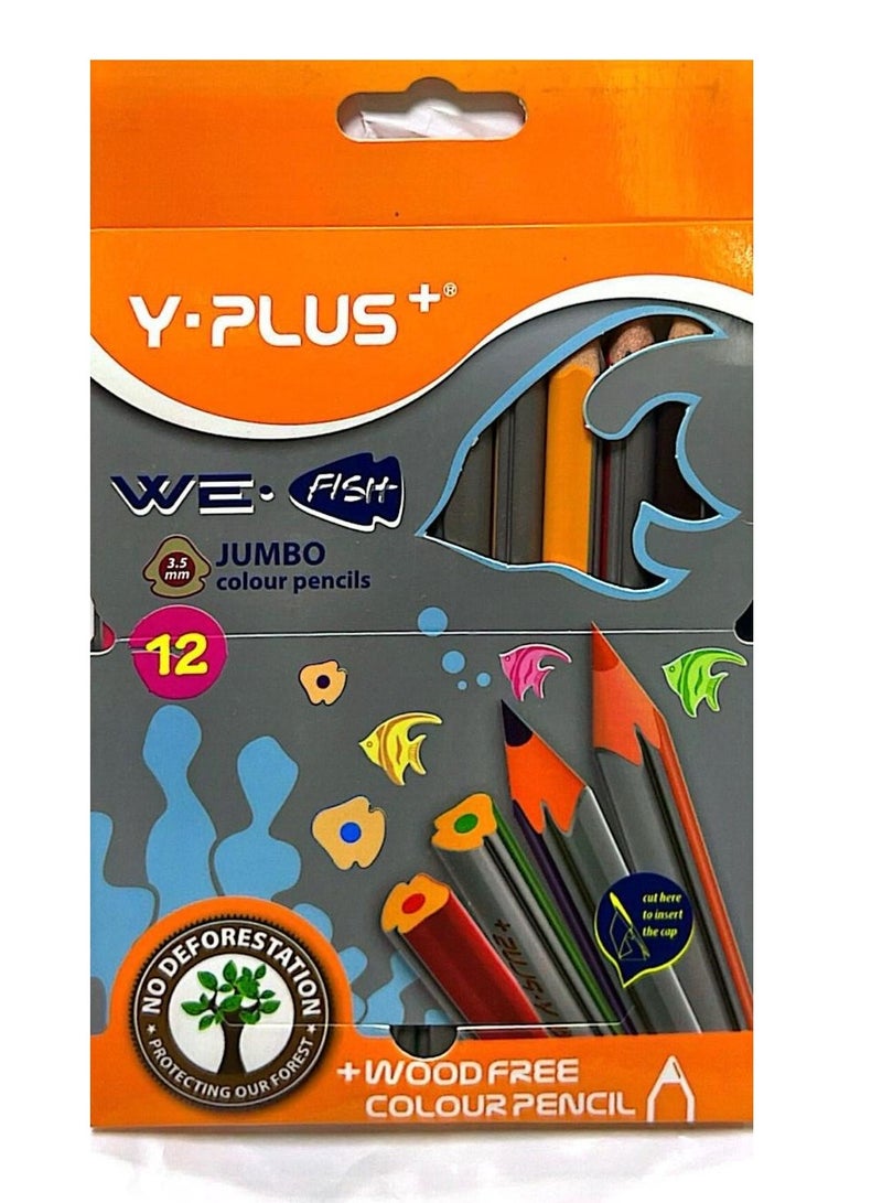 12-Pieces Jumbo Color Pencils Multicolor