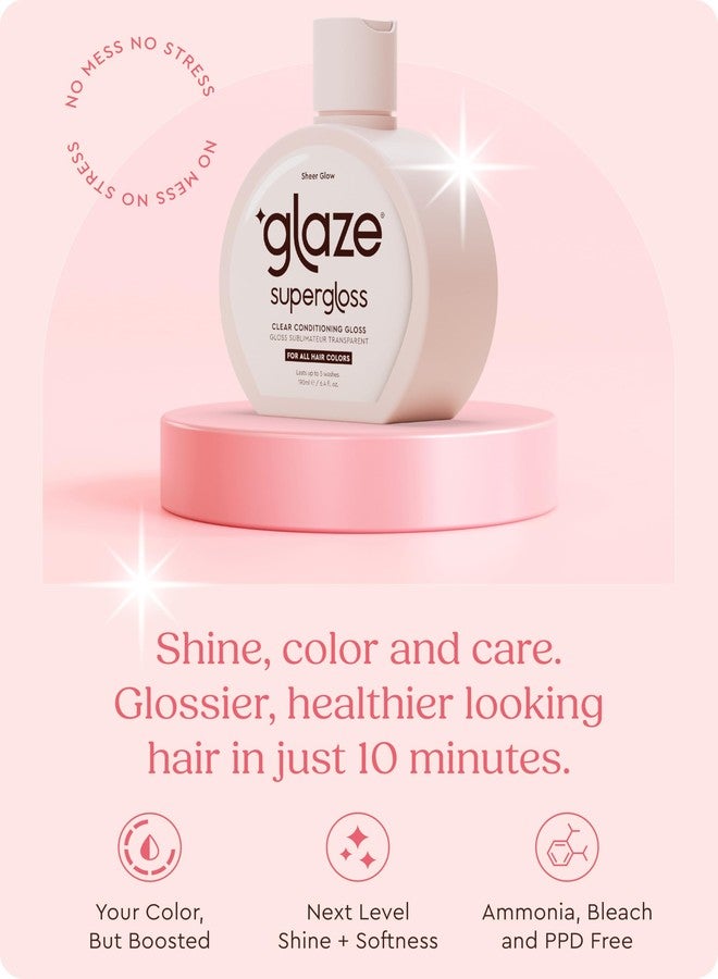 Glaze Supergloss Sheer Glow Clear Conditioning Gloss With Dispensing Pump - Transparent Hair Gloss For All Hair Types & Colors - Boosts Color, Shine & Lightweight Hydration - 6.4 Fl Oz - Image 3