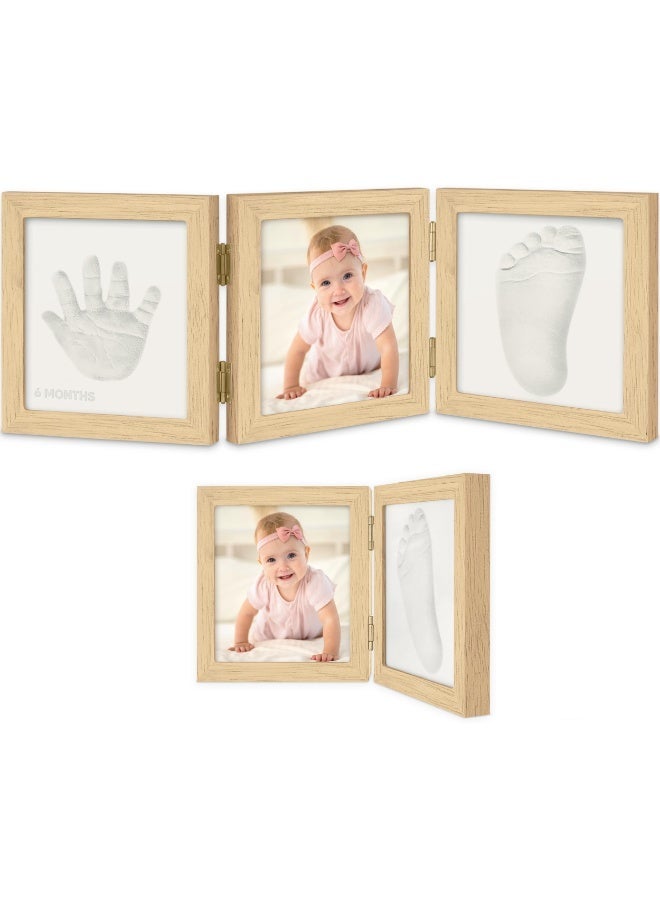 Arabest Baby Shower Gifts for Boys, Girls - Baby Hand and Footprint Kit, Newborn Handprint Kit, Keepsake Photo Frame, Nursery Picture Frame, Gender-Neutral Newborn Keepsake Gifts (Ash Wood) - Image 1