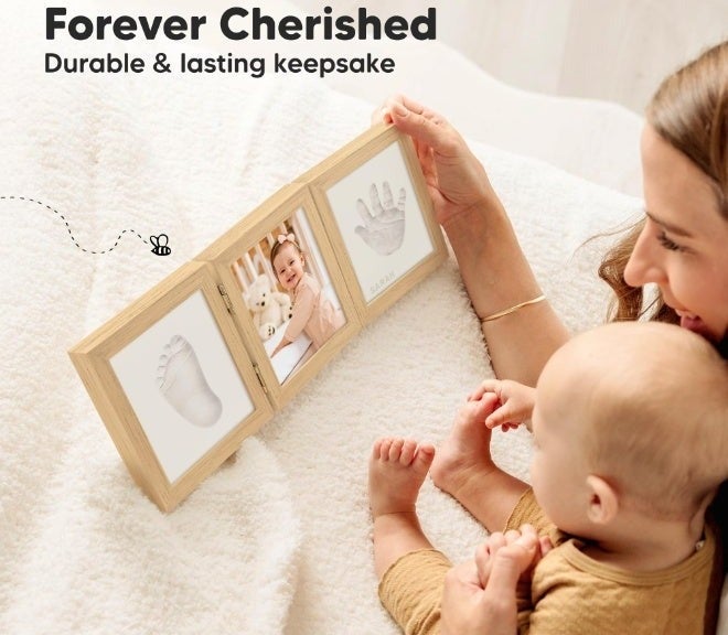 Arabest Baby Shower Gifts for Boys, Girls - Baby Hand and Footprint Kit, Newborn Handprint Kit, Keepsake Photo Frame, Nursery Picture Frame, Gender-Neutral Newborn Keepsake Gifts (Ash Wood) - Image 5