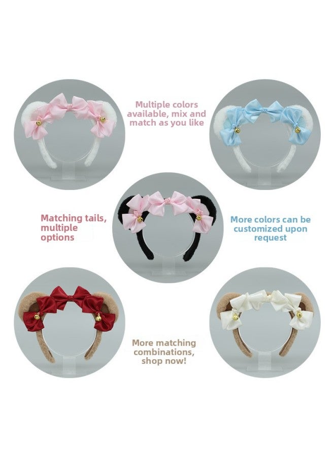 Animal Ear Headbands Q-huhu bear-white powder{<|||>}Model:One size fits all Halloween Costume Accessories Cute Fancy Headwear for Girls & Women - Image 5