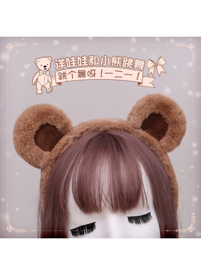 Animal Ear Headbands Q-huhu bear-white powder{<|||>}Model:One size fits all Halloween Costume Accessories Cute Fancy Headwear for Girls & Women - Image 2
