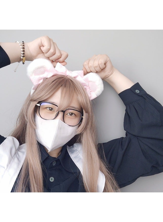 Animal Ear Headbands Q-huhu bear-white powder{<|||>}Model:One size fits all Halloween Costume Accessories Cute Fancy Headwear for Girls & Women - Image 3