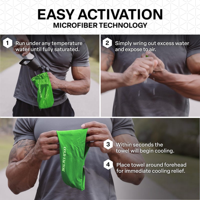 COLD FACTOR Cooling Headband for Women and Men â€“ UPF 50+ Advanced Evaporative Comfort, Instant Cooling Sweatband for Outdoor Sports, Fitness, Yoga, Hiking, Running, and Workout â€“ 3 Pack (Lime) - Image 4