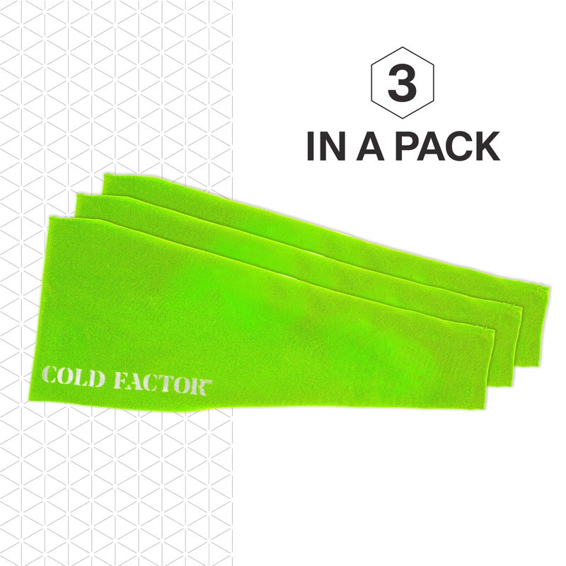 COLD FACTOR Cooling Headband for Women and Men â€“ UPF 50+ Advanced Evaporative Comfort, Instant Cooling Sweatband for Outdoor Sports, Fitness, Yoga, Hiking, Running, and Workout â€“ 3 Pack (Lime) - Image 2