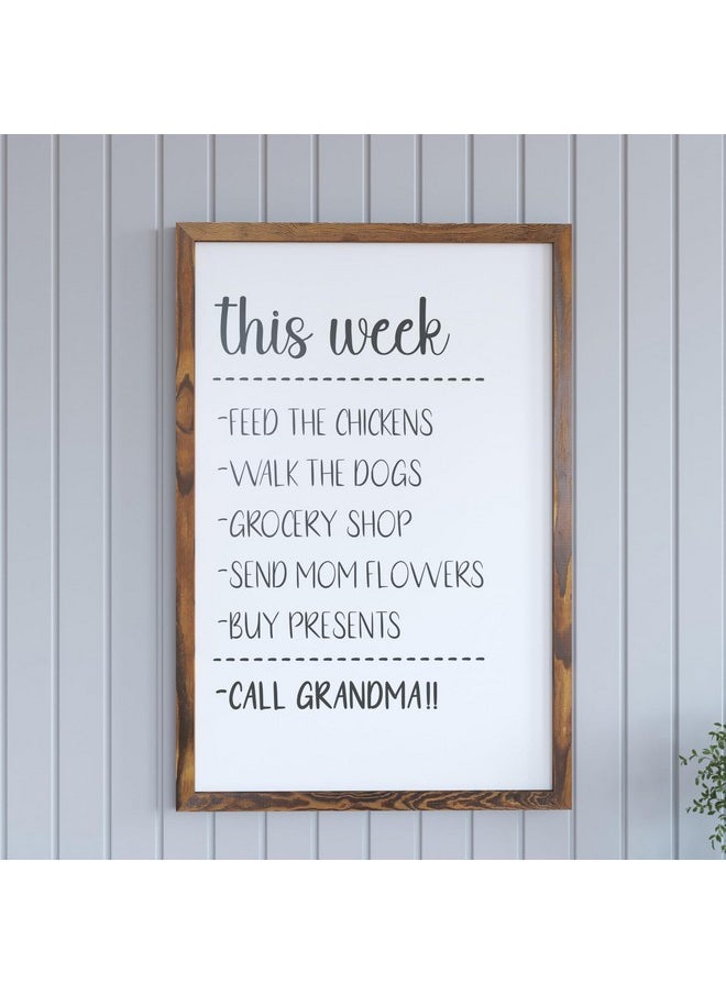 HBCY Creations Wall Mount Torched Wood White Board - 24"X36" - Dry Erase Marker, 4 Magnets, Eraser - Wood Frame - For Kitchen, Classrooms, Restaurant Menus And More!  - Image 2