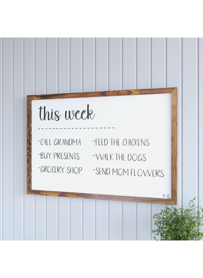 HBCY Creations Wall Mount Torched Wood White Board - 24"X36" - Dry Erase Marker, 4 Magnets, Eraser - Wood Frame - For Kitchen, Classrooms, Restaurant Menus And More!  - Image 1