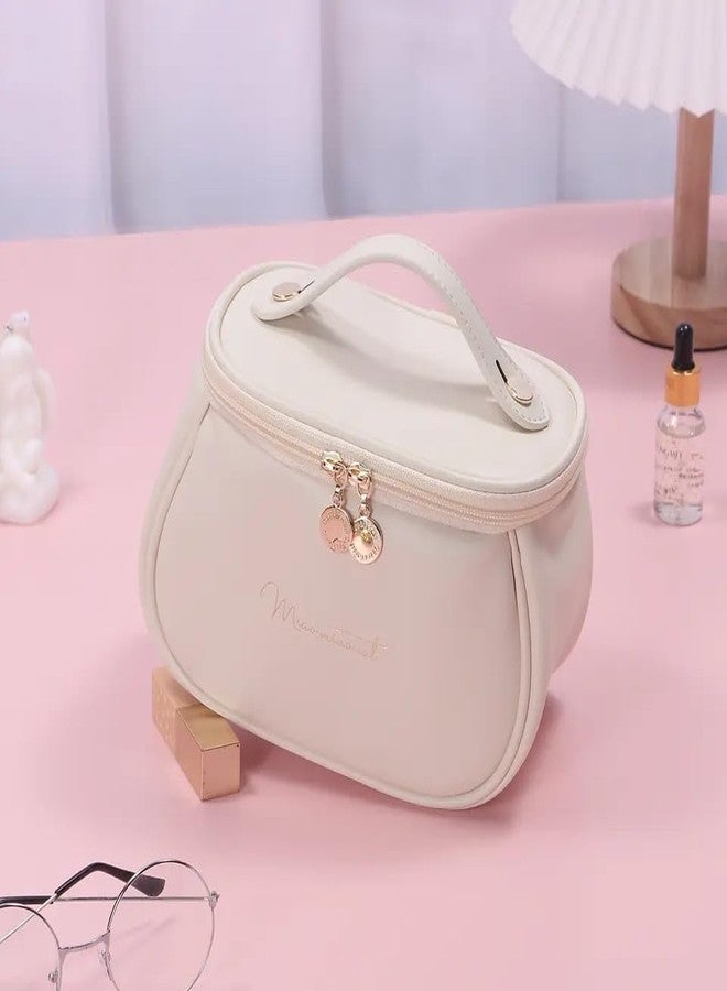 Trendegic Multi Functional Large Cosmetic Bag with Hook for Travel Makeup Organizer Cosmetic Pouch Household Grooming Kit Makeup Wash Bag for Women (Beige) - Image 2