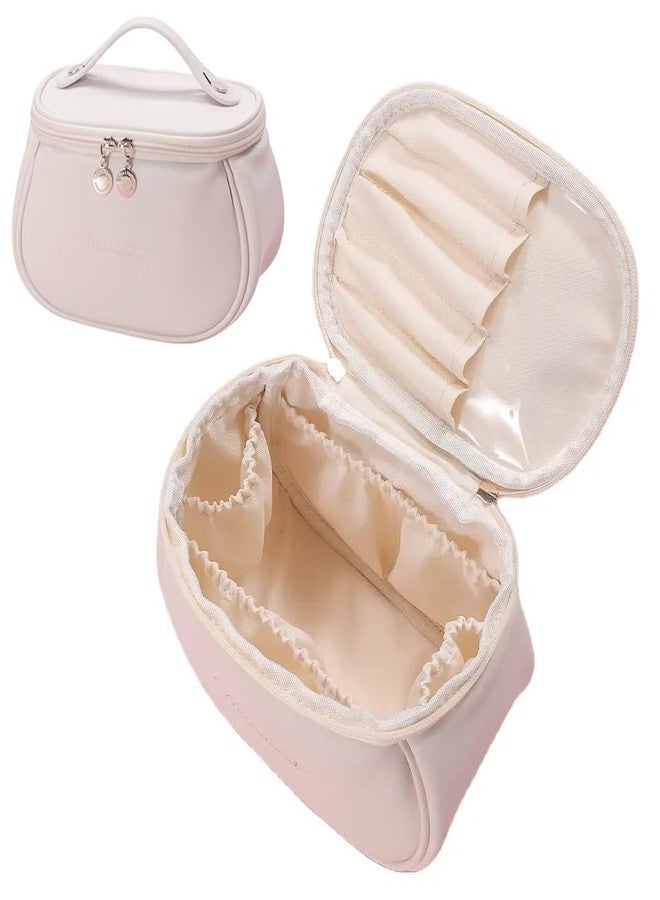 Trendegic Multi Functional Large Cosmetic Bag with Hook for Travel Makeup Organizer Cosmetic Pouch Household Grooming Kit Makeup Wash Bag for Women (Beige) - Image 4