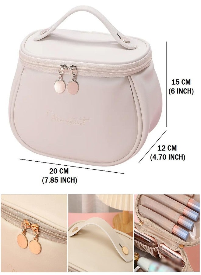 Trendegic Multi Functional Large Cosmetic Bag with Hook for Travel Makeup Organizer Cosmetic Pouch Household Grooming Kit Makeup Wash Bag for Women (Beige) - Image 5