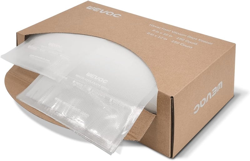 Wevac 6''x10'' & 8''x12'' 300 Count Food Vacuum Sealer Bags Keeper, PreCut Quart, Ideal for Food Saver, BPA Free, Commercial Grade, Great for storage, meal prep and Sous Vide - Image 4
