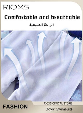 5 Pcs Boys Rash Guard Swimsuit Set, Watersports Clothing Set Including Short Sleeve Dinosaur T-Shirt, Dinosaur Shorts, Swimming Goggles, Bathing Cap and Earplugs, Lightweight Breathabel Stretch Sun Protection Swimwear for Toddlers Kids Boys, Comfy Dinosaur Rash Guard Quick Dry Bathing Suit for Swimming, Beach, Water Park, Pool, Lake, Swim Lessons and Beyond - view 4
