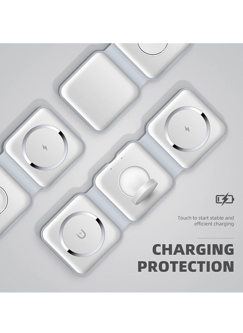 JAJEEK "NEW 3-in-1 Foldable Magnetic Wireless Charger – 15W Mag-Safe Charging Station for iPhone, Apple Watch & AirPods (White)" - Image 5