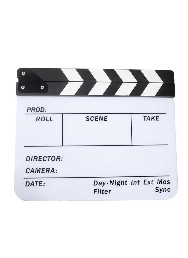 Generic Acrylic Movie Directors Clapboard, Photography Video Clapper Board Dry Erase Film Slate Cut Action Scene Clapper 25x30cm, White  - Image 2