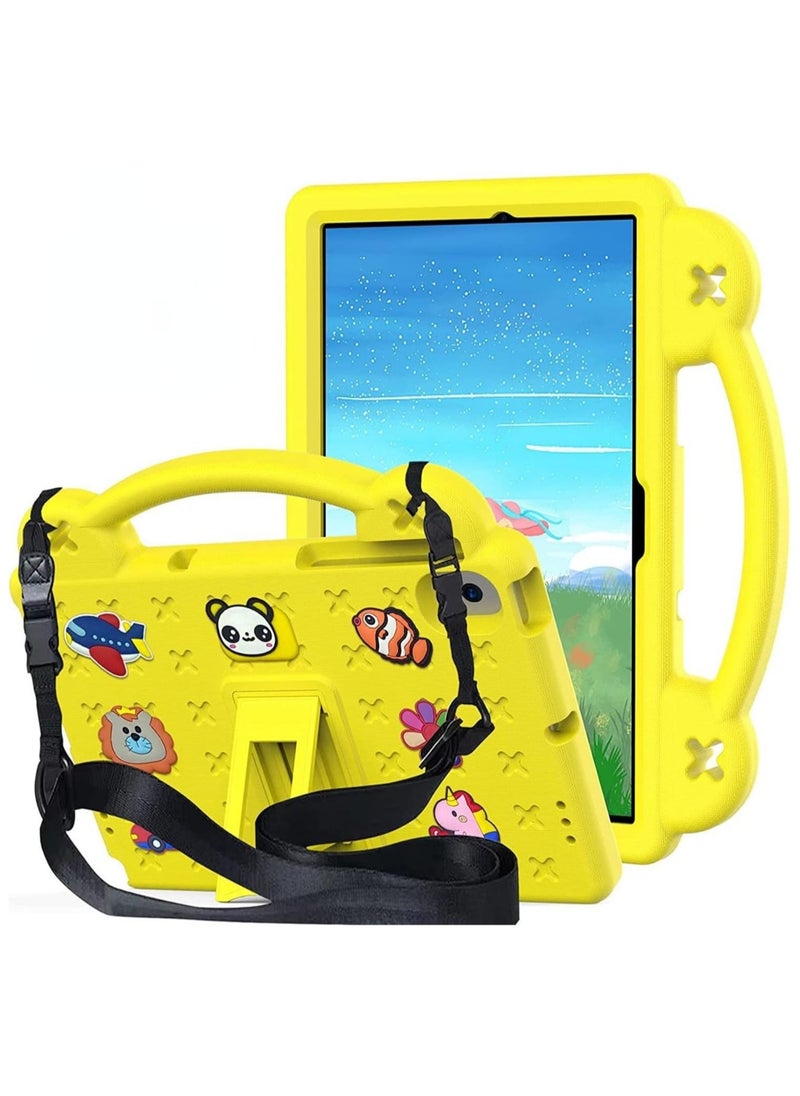 Shockproof Case Compatible with Samsung Galaxy Tab A8 Tablet 10.5 inch 2022 SM-X200/X205/X207 with Handle/Built-in Stand/Shoulder Strap Cute Kids Cover, DIY Cartoon Pattern
