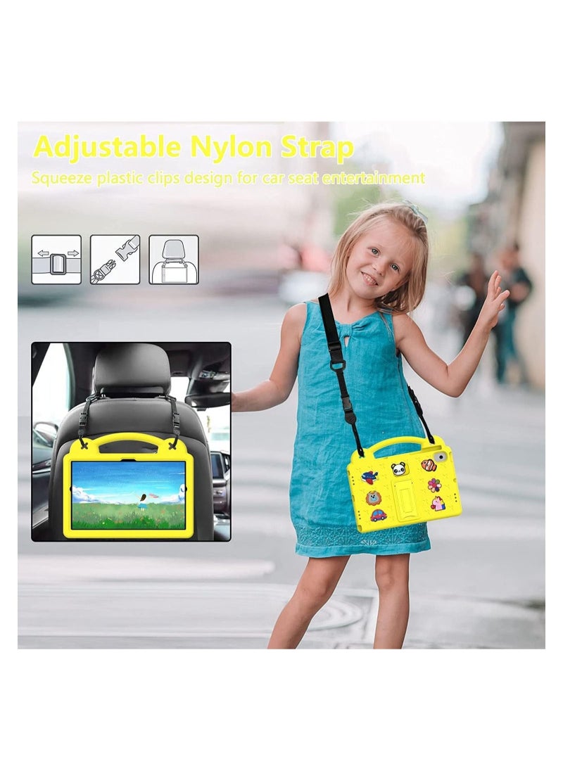 Shockproof Case Compatible with Samsung Galaxy Tab A8 Tablet 10.5 inch 2022 SM-X200/X205/X207 with Handle/Built-in Stand/Shoulder Strap Cute Kids Cover, DIY Cartoon Pattern