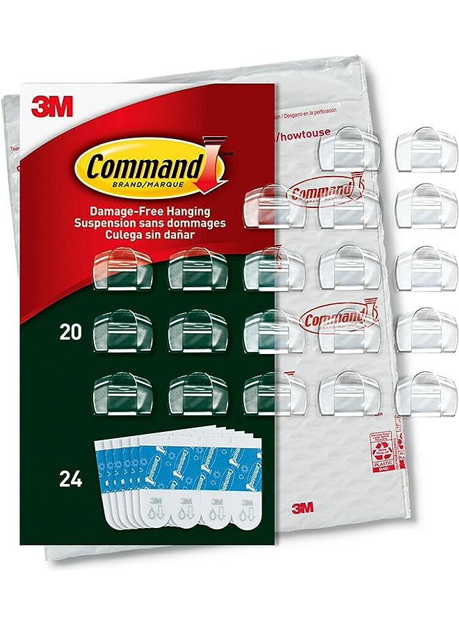Command Outdoor Light Clips, Clear, 20-Clips, 24-Strips, Decorate Damage-Free - Image 1