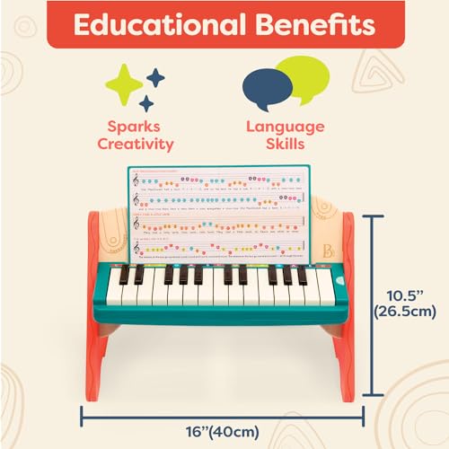 B. toys – Wooden Toy Piano for Toddlers, Kids – Color – Coded Keys with Songbook – Musical Instrument for Early Learning & Creativity – 3+ Years – Mini Maestro - Image 3