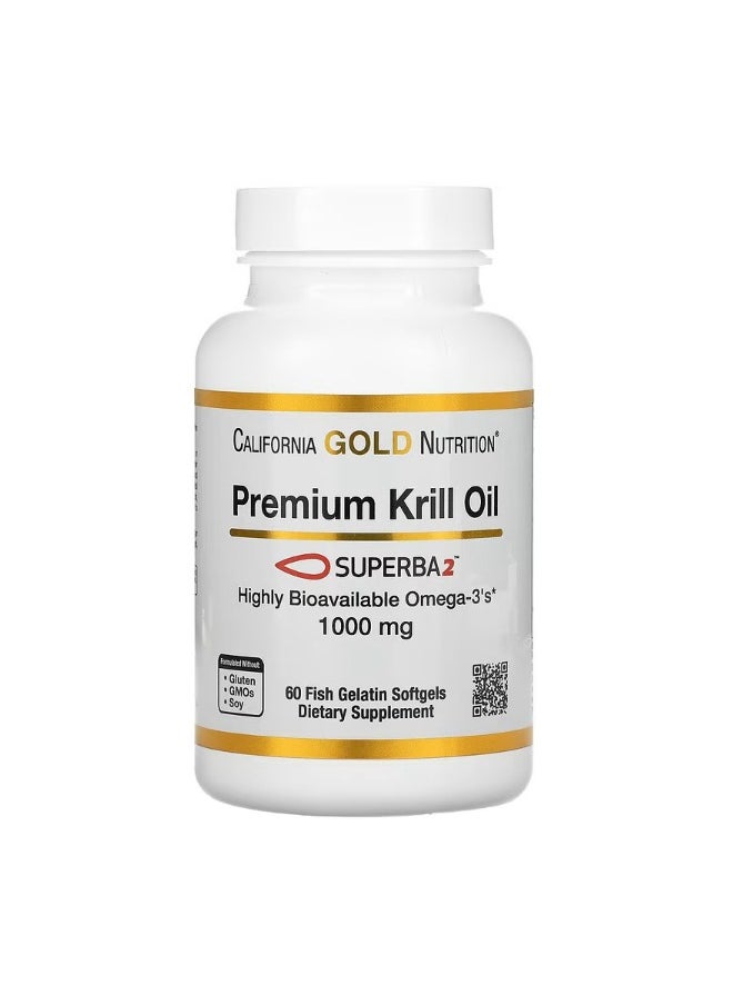 California Gold Nutrition - Premium Krill Oil with Superba2 1000 mg 60 Fish Gelatin Softgels - Image 1