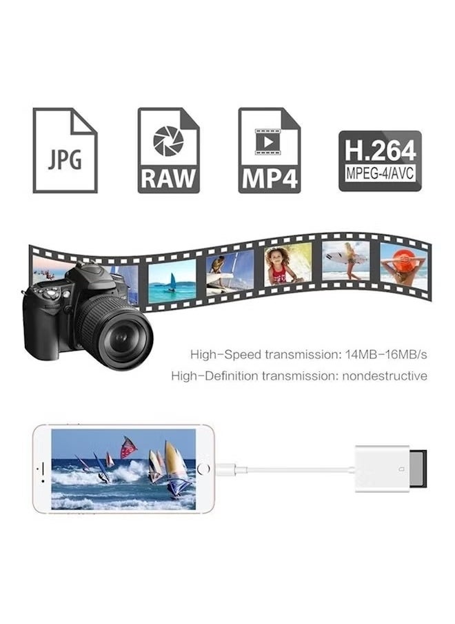 SD Card Reader Adapter For Apple iPhone/iPad White