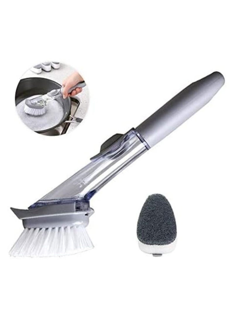 Dish Brush with Soap Dispense, Soap Control Dish Washing Brush, Kitchen Dish Scrub Brush with Soap Dispenser, Dish Wand Brush with Handle Kitchen Cleaning Brush for Pot Sink Pan - Image 1