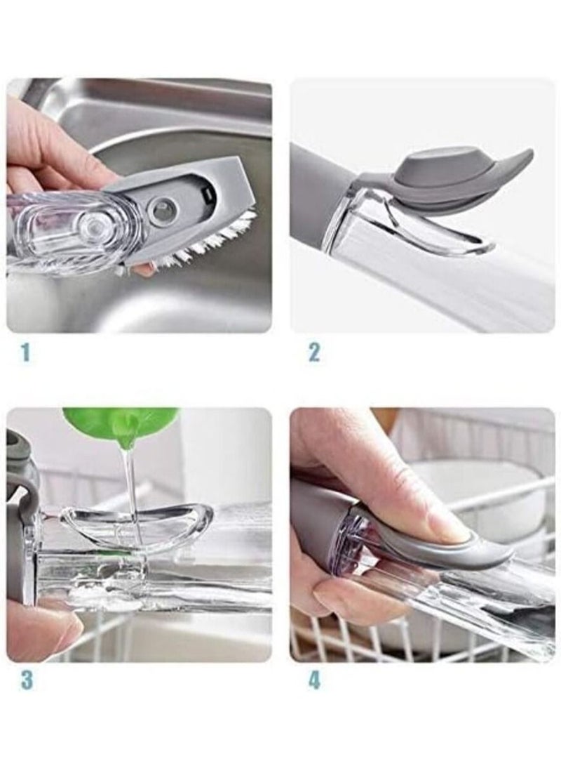 Dish Brush with Soap Dispense, Soap Control Dish Washing Brush, Kitchen Dish Scrub Brush with Soap Dispenser, Dish Wand Brush with Handle Kitchen Cleaning Brush for Pot Sink Pan - Image 4