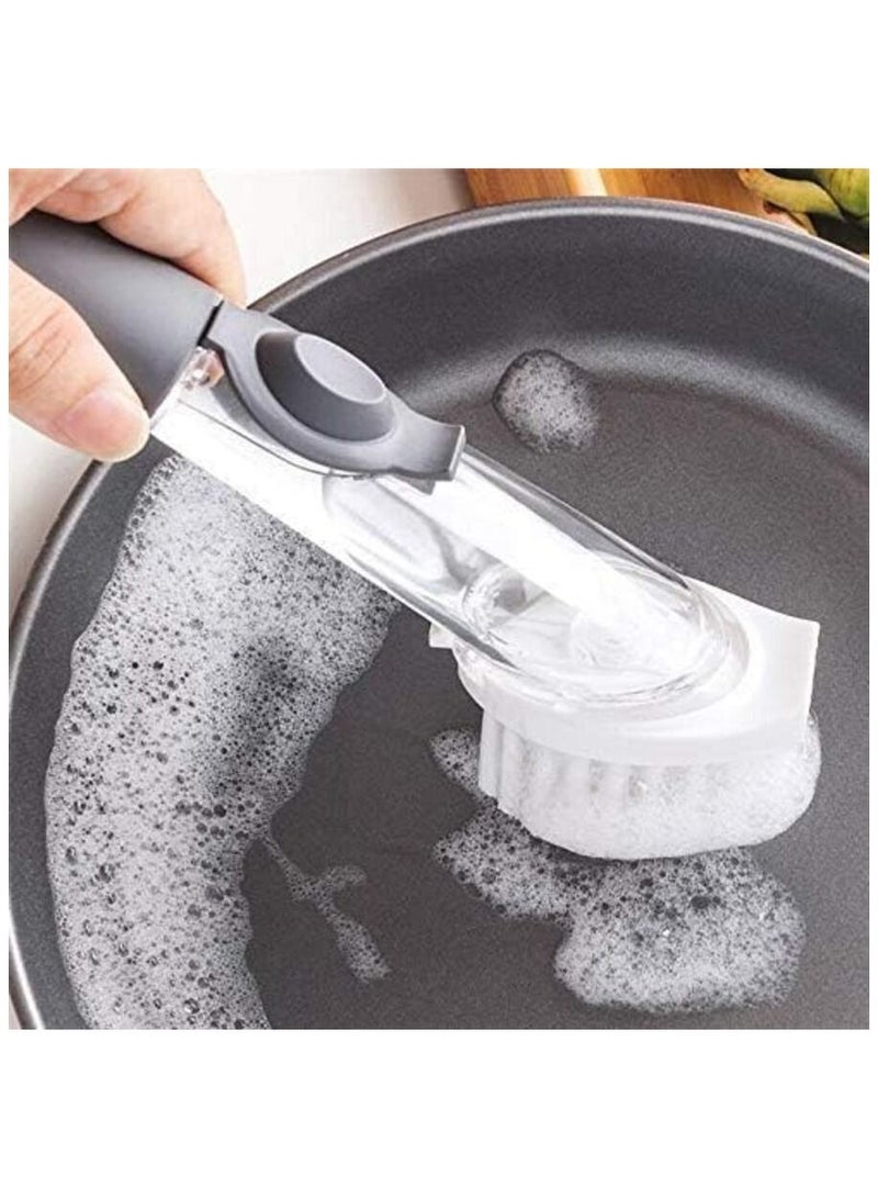 Dish Brush with Soap Dispense, Soap Control Dish Washing Brush, Kitchen Dish Scrub Brush with Soap Dispenser, Dish Wand Brush with Handle Kitchen Cleaning Brush for Pot Sink Pan - Image 5