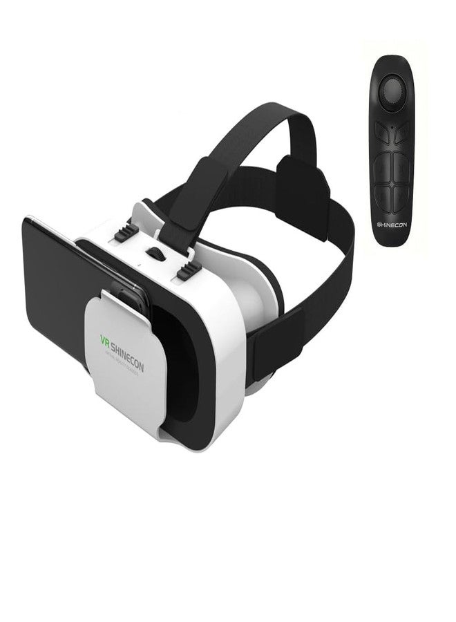 VR SHINECON VR Headset with Remote for Phone - 3D Virtual Reality Glasses for iPhone & Android, Adjustable Goggles for 4.7-6.5" Smartphones, Gift-Ready, Ideal for Beginners, Movies - Image 1