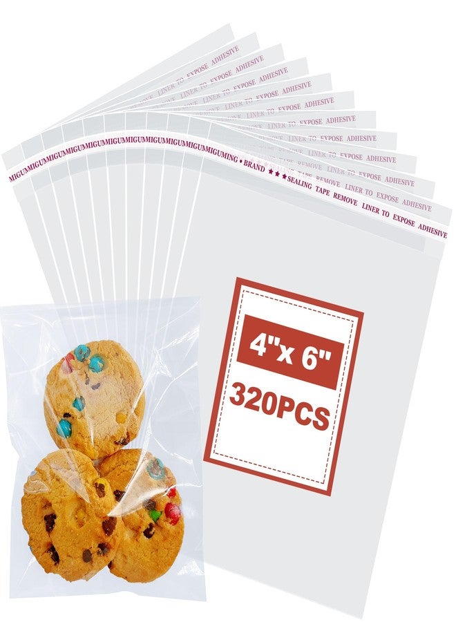 MIGUMING Cookie Bags 4x6 Inch,320 Pcs Clear Cellophane Bags for Packaging Cookies & Treats - Self-Sealing,Plastic Wrappers for Bakery Packaging and Gifts - Image 1