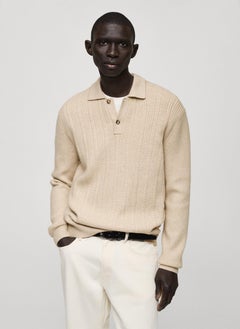 Structured Knitted Polo Sweater