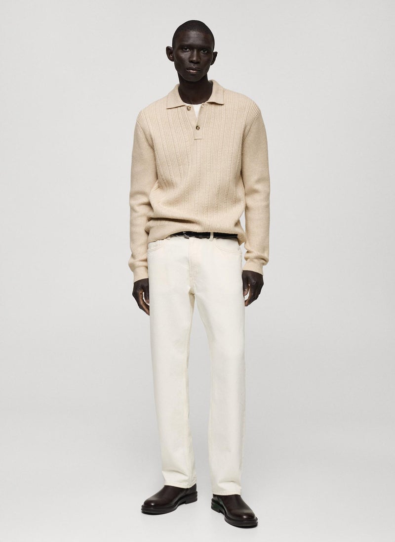 Mango Man - Structured Knitted Polo Sweater - Image 1